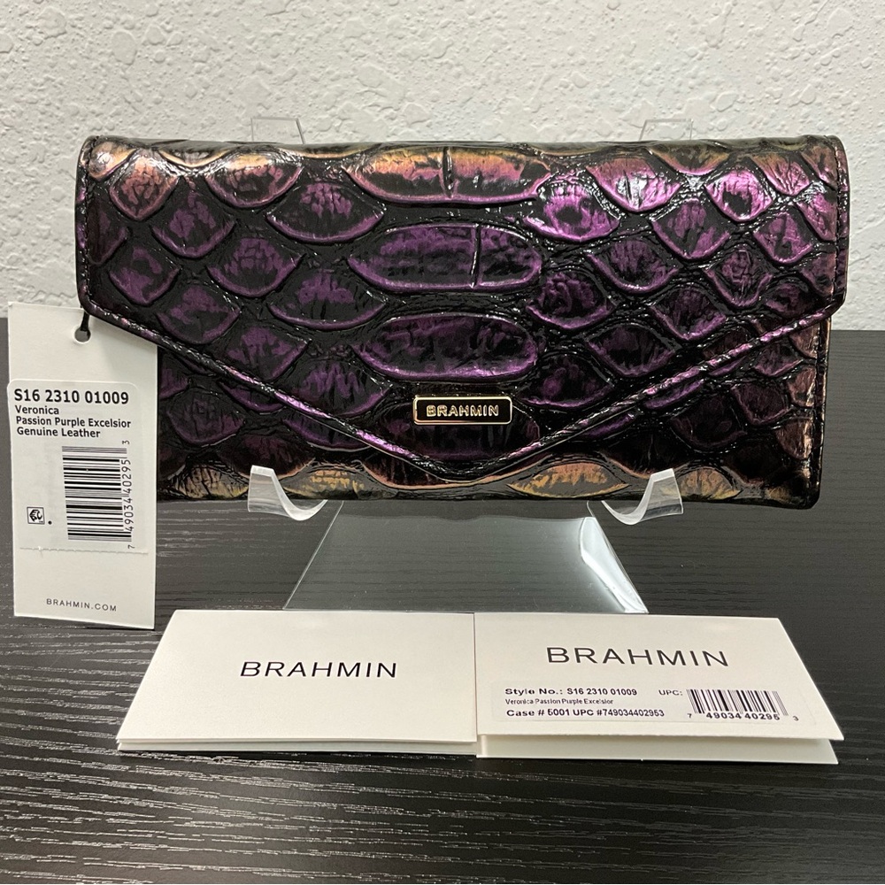 Brahmin Veronica PASSION PURPLE EXCELSIOR Color Changing Leather Wallet